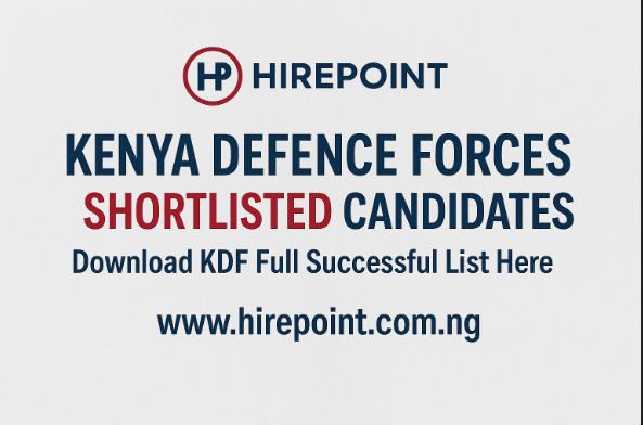 Kenya Defence Forces Shortlisted Candidates